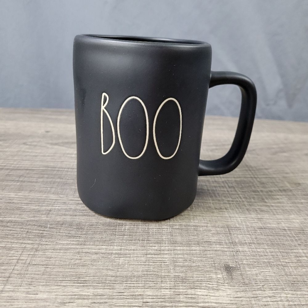 Rae‎ Dunn Artisan Collection Black Ceramic Farmhouse Boo Halloween Mug